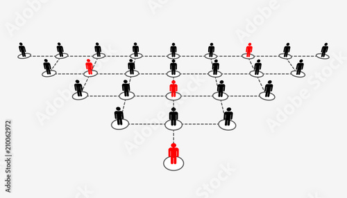 Abstract creative vector illustration of growing connecting people social network scheme isolated on transparent background. Company corporate department team. Art design diagram concept structure