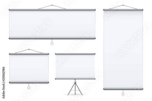 Creative vector illustration of empty meeting projector screen isolated on transparent background. For presentation board, blank whiteboard template mockup for conference. Art design. Graphic element