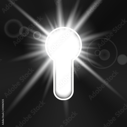 Creative vector illustration of realistic bright glossy metal keyhole isolated on transparent background. Art design silhouette for key. Abstract concept graphic element