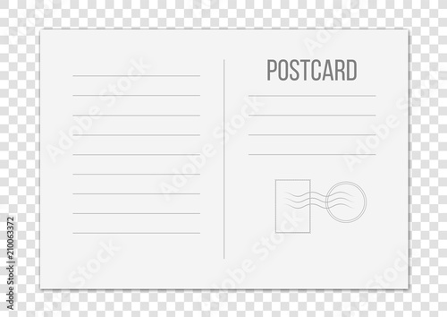 Creative vector illustration of postcard isolated on transparent background. Postal travel card art design. Blank airmail mockup template. Abstract concept graphic element