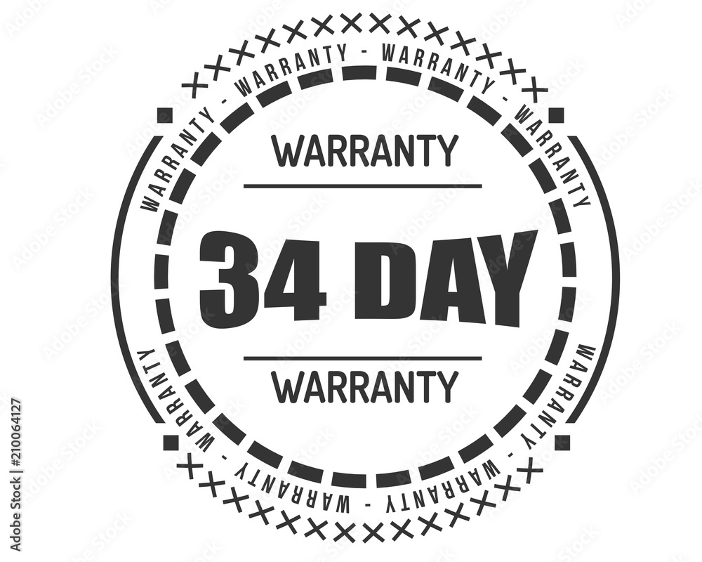 34 day warranty icon vintage rubber stamp guarantee