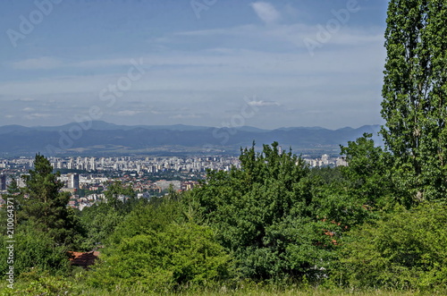 Cityscape of bulgarian capital city Sofia from the top of Vitosha mountain near by Knyazhevo, Sofia, Bulgaria, Europe  photo