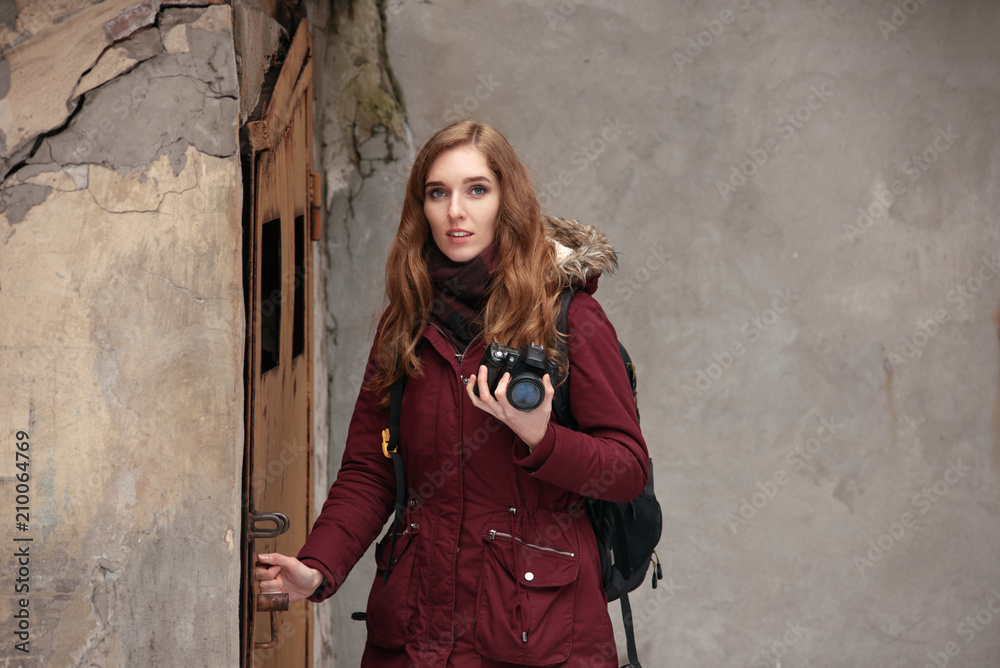 Professional female photographer finding location for photo session Professional female photographer finding location for photo session