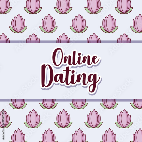 online dating design over flowers pattern, colorful design. vector illustration