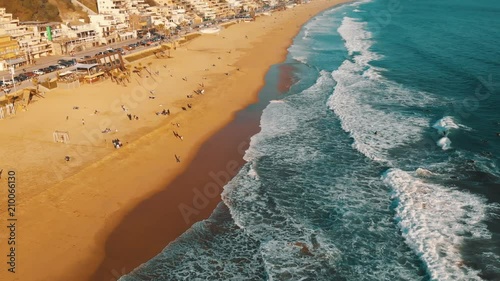 Beautiful aerial view of Viña del Mar, Chile where it can be seen the ocean, the beach, modern buildings and all the coastal line