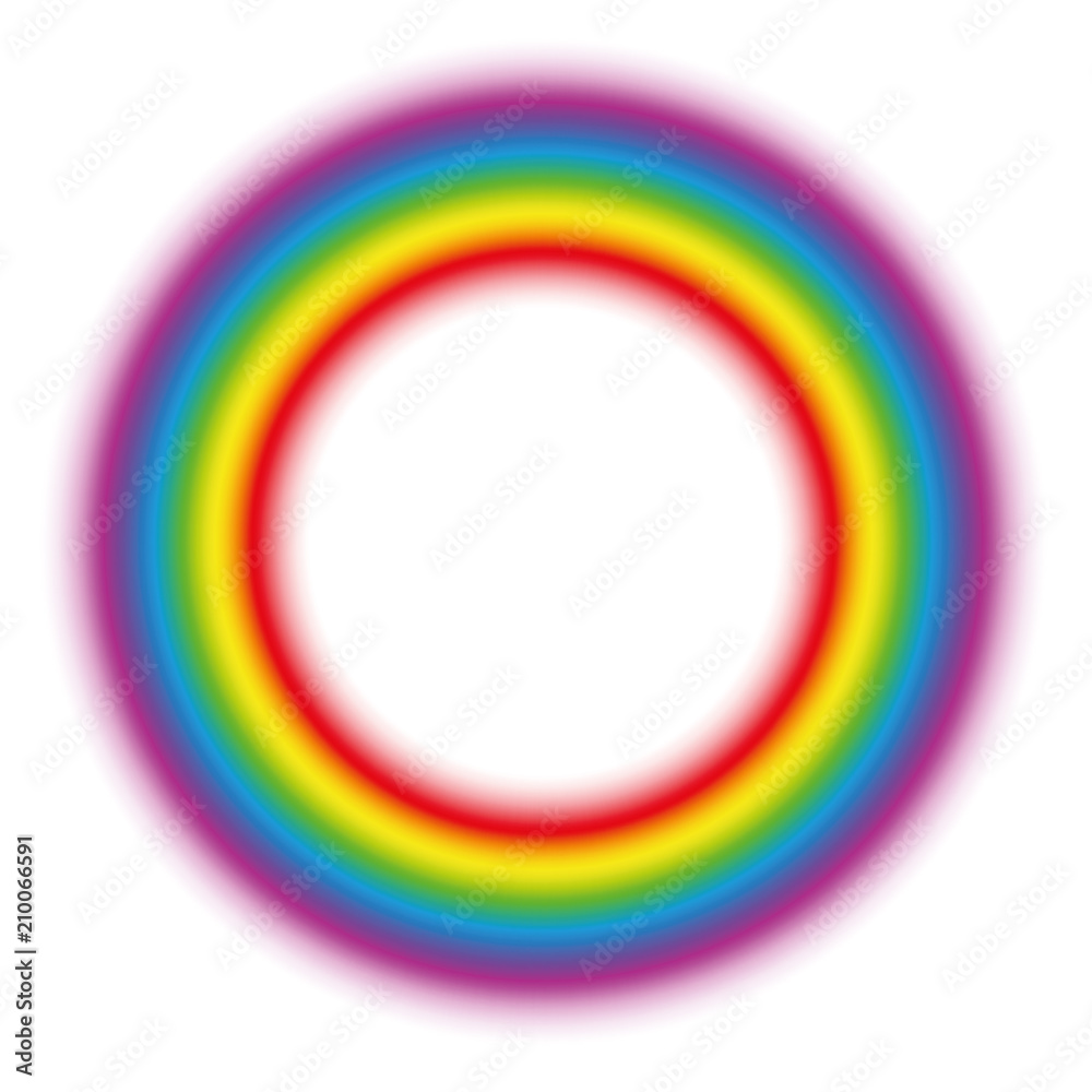 Illuminating rainbow gradient aura ring. Subtle body circle. Vector illustration on white background. Illuminating rainbow gradient aura ring. Subtle body circle. Vector illustration on white background.