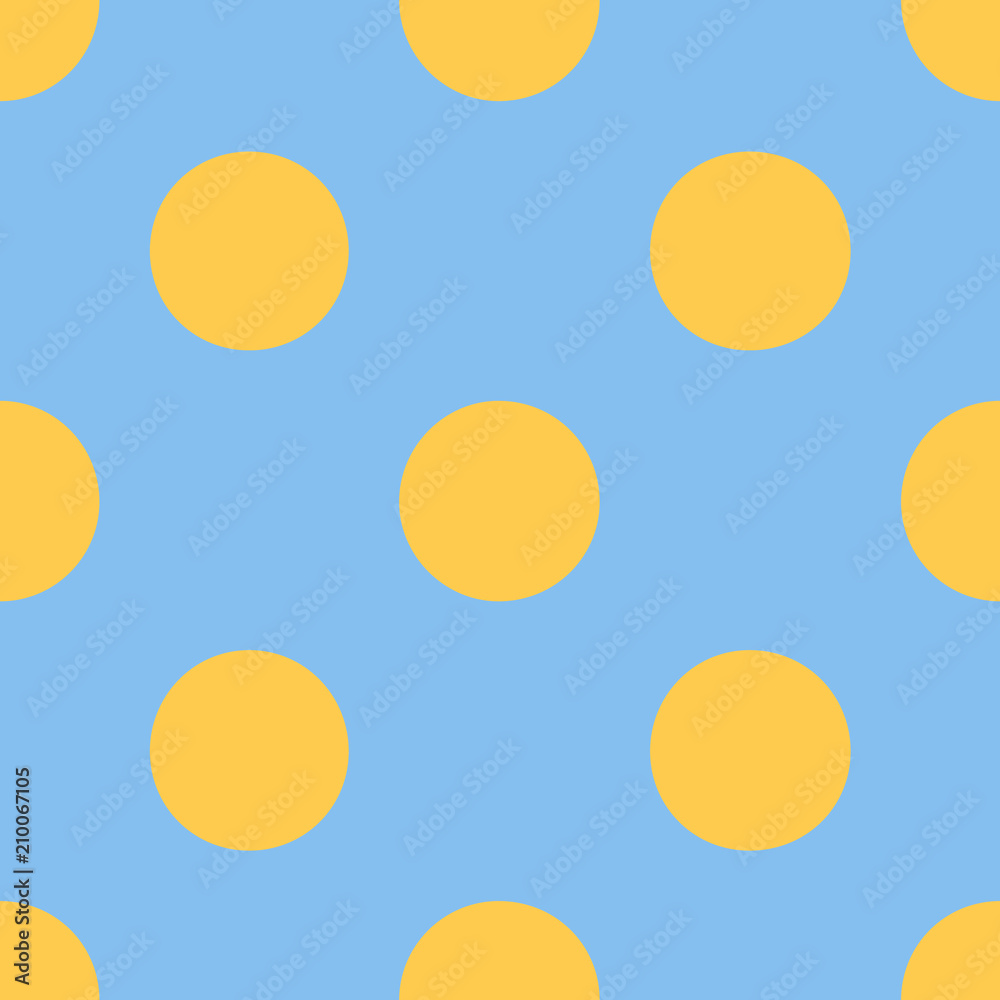 Seamless pattern with polka dots, circles, points. Classic tile ornament. Yellow dots on blue background Seamless pattern with polka dots, circles, points. Classic tile ornament. Yellow dots on blue background