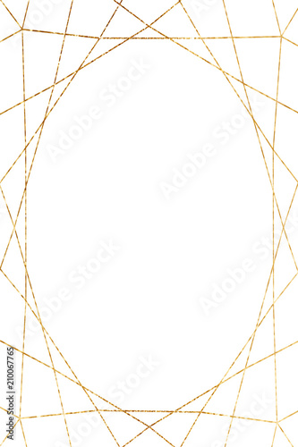 Gold gradient geometric diamond shape for wedding or birthday invitation on white background. Simple minimalistic design.