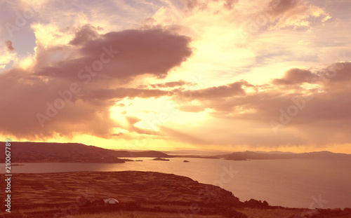 Sunset over Lake Titicaca in Peru