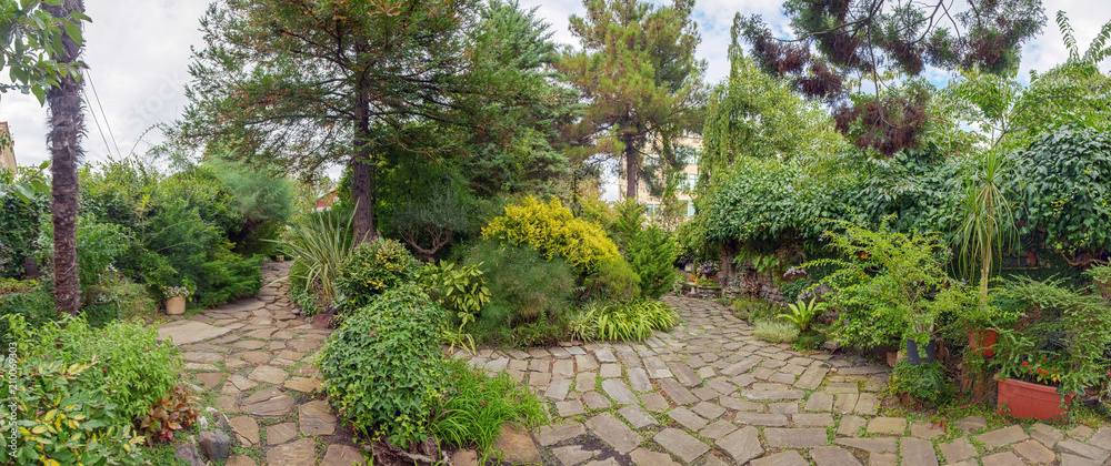 SOCHI, RUSSIA - SEPTEMBER 5, 2017: Panorama of the garden Phytofonthasia. SOCHI, RUSSIA - SEPTEMBER 5, 2017: Panorama of the garden Phytofonthasia.