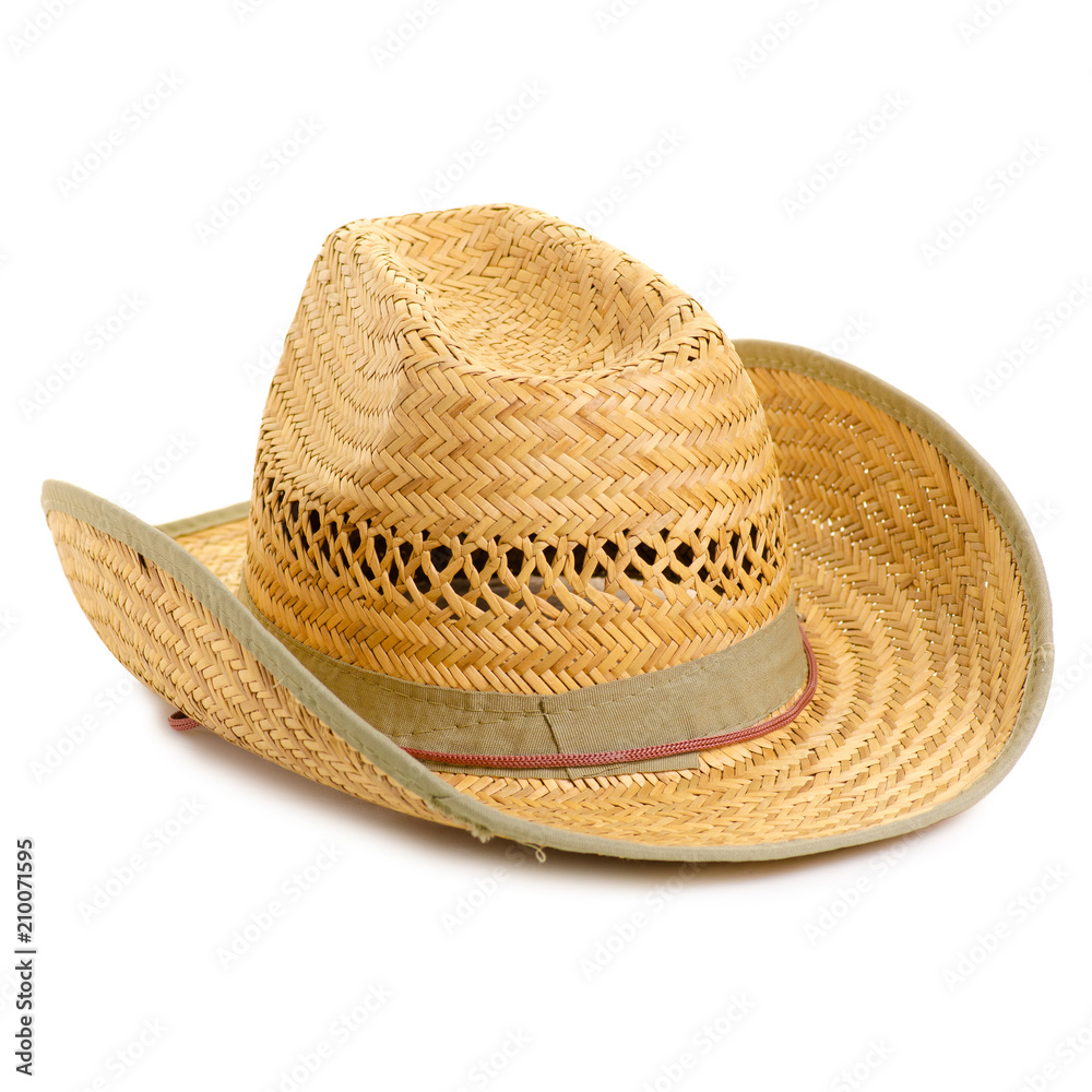 Straw hat accessory on white background isolation Straw hat accessory on white background isolation