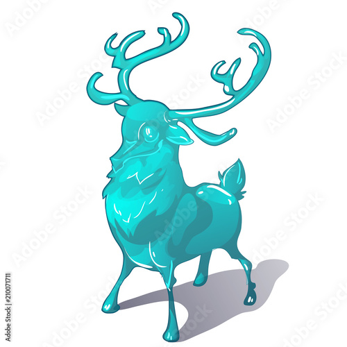 Ice figurine of a deer isolated on a white background. The symbol of new year and Christmas. Vector cartoon close-up illustration.