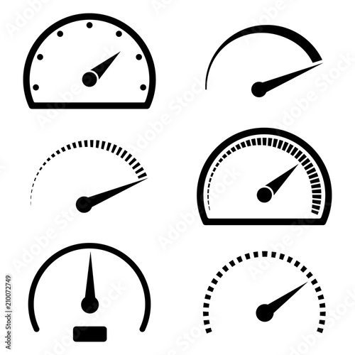 Speedometer icon set. Vector