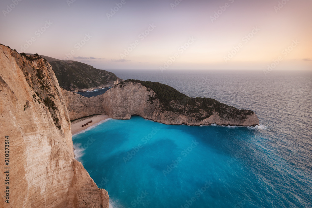 Zakynthos Shipwreck Beach from the Cliffs in Greece taken in Spring 2018