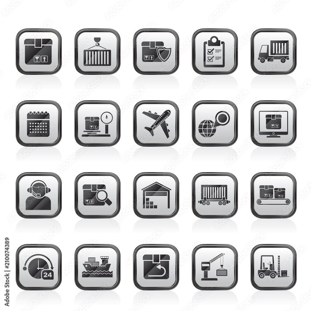 Logistics, delivery, transportation and cargo icons -vector icon set
