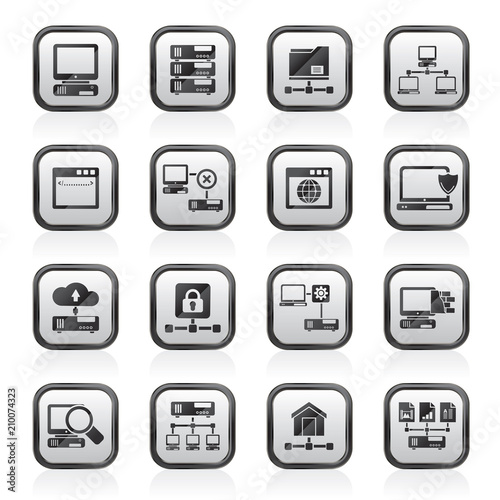 Server and network icons - vector icon set