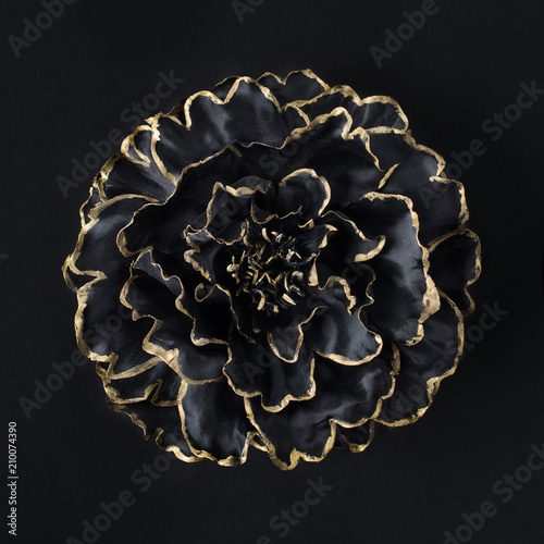 Black Flower with Gold Edge