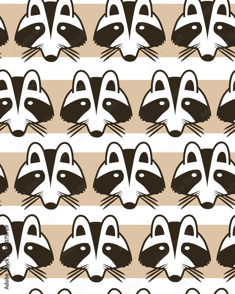 Seamless background with raccoon muzzles