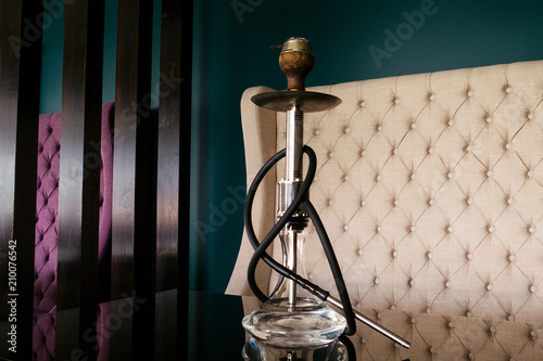 New Glass Hookah with beautiful backlight in the cafe © btxstudio