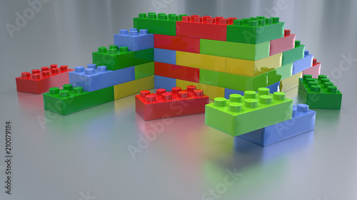 colorful building blocks 3d illustration