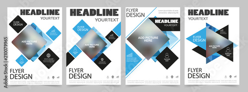 Set of 4 business brochure flyer design templates. Can be use for publishing, print and presentation. Vector. Eps 10