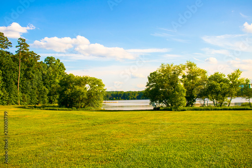 Beautiful Blue Sky and Vibrant Lake View 