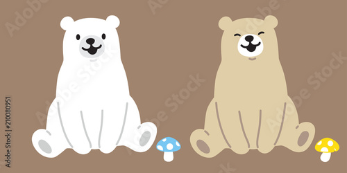 Bear vector polar Bear logo icon mushroom illustration character cartoon