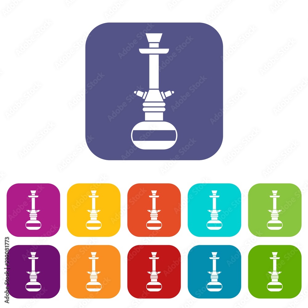 Arabic hookah icons set vector illustration in flat style In colors red, blue, green and other Arabic hookah icons set vector illustration in flat style In colors red, blue, green and other