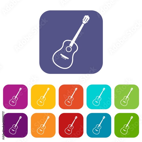 Charango icons set vector illustration in flat style In colors red, blue, green and other