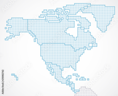 North America continent with state borders