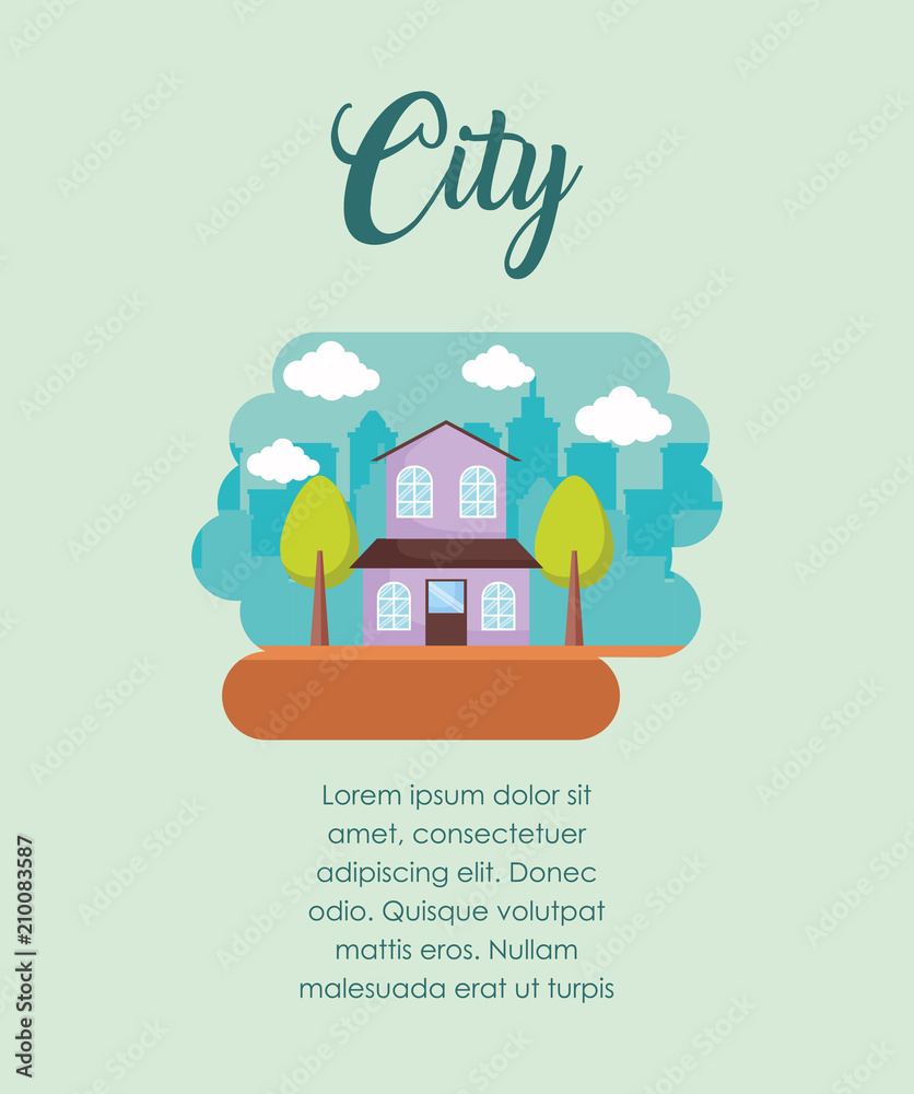 infographic presentation of urban city concept with modern house icon over green background, colorful design. vector illustration