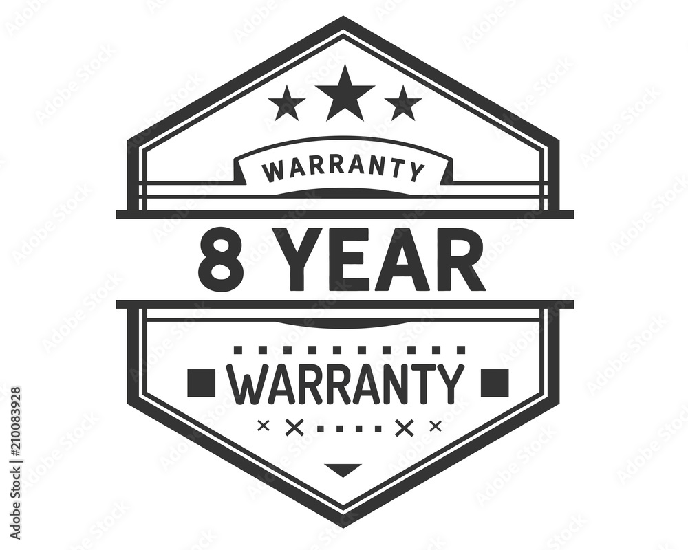 8 years warranty icon stamp