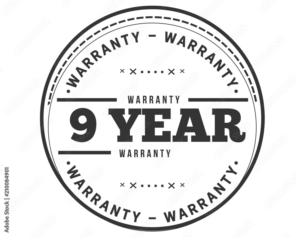 9 years warranty icon stamp