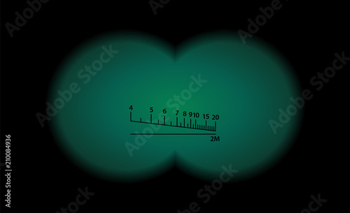 View through the optical sight. Night vision style
