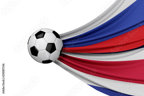Russia and Costa Rica flag with a soccer ball. 3D Rendering