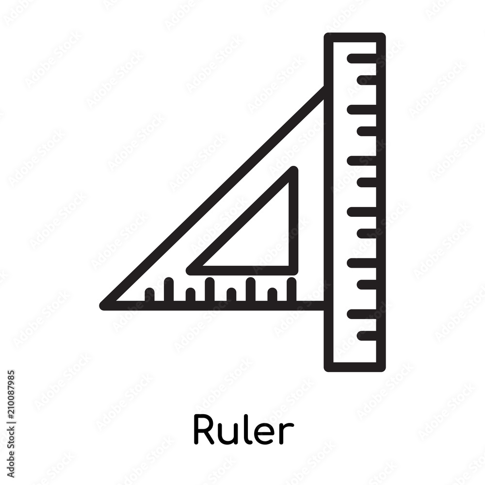 Ruler icon vector sign and symbol isolated on white background, Ruler logo concept