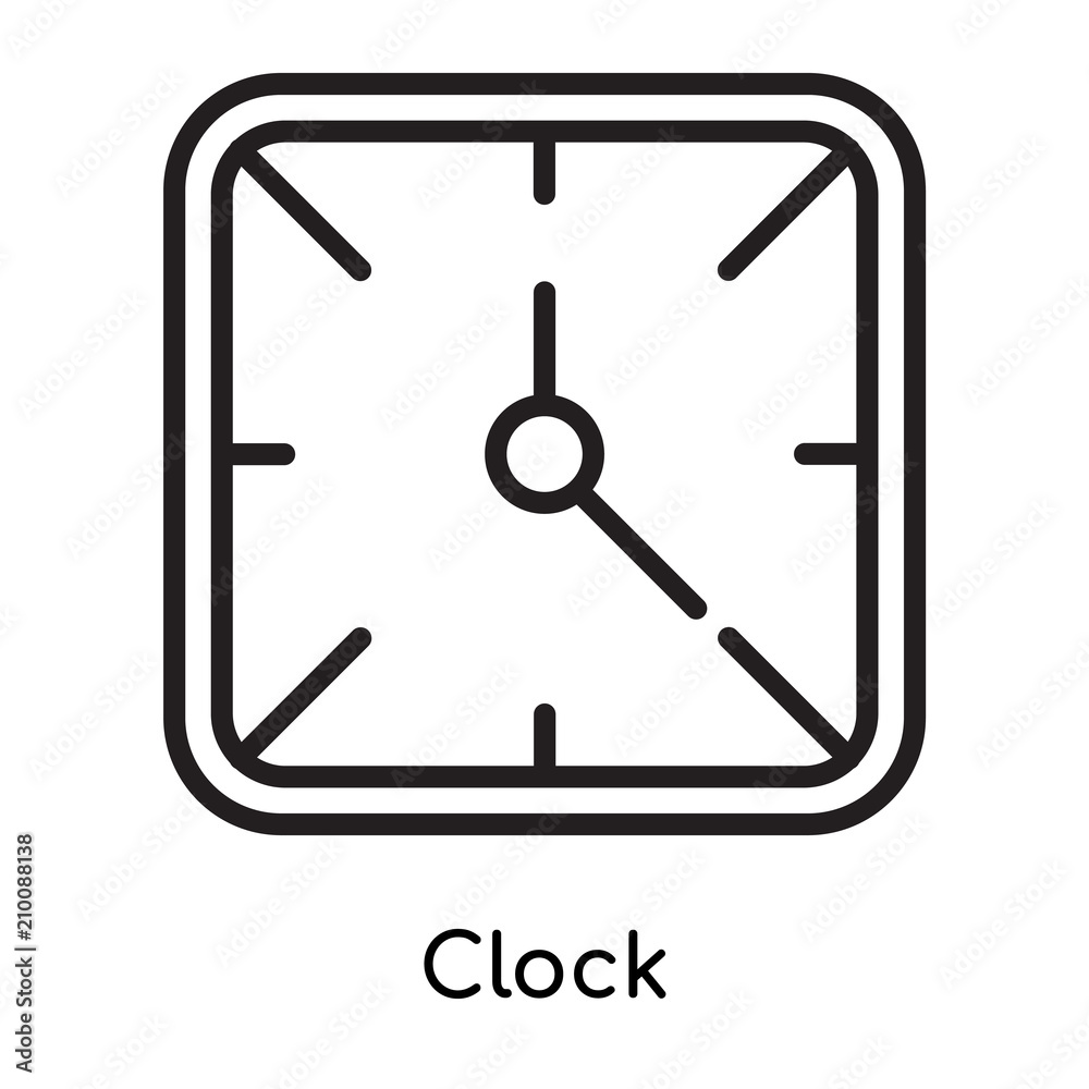 Clock icon vector sign and symbol isolated on white background, Clock logo concept Clock icon vector sign and symbol isolated on white background, Clock logo concept