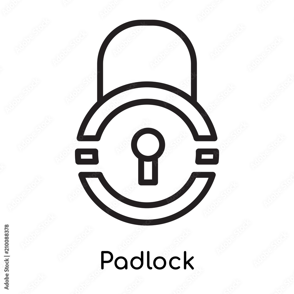 Padlock icon vector sign and symbol isolated on white background, Padlock logo concept Padlock icon vector sign and symbol isolated on white background, Padlock logo concept
