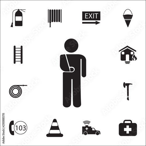 Broken arm icon. Detailed set of fire guard icons. Premium quality graphic design sign. One of the collection icons for websites, web design, mobile app