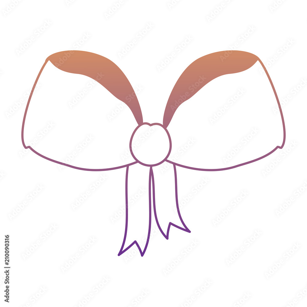 decorative bow icon over white background, vector illustration