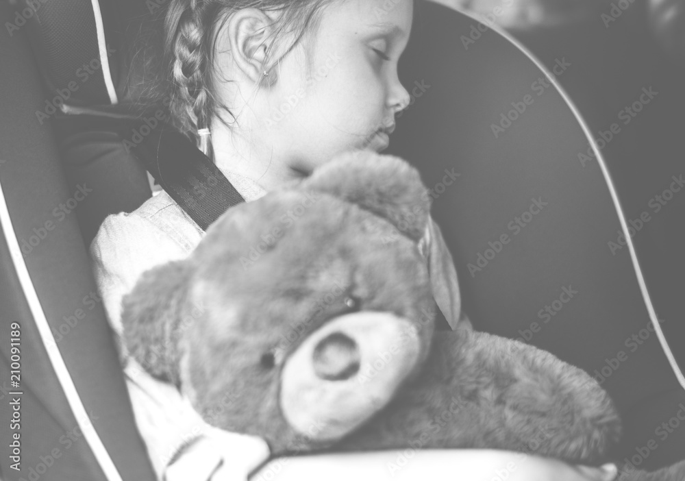 Little girl sleeping in the car Stock Photo Adobe Stock