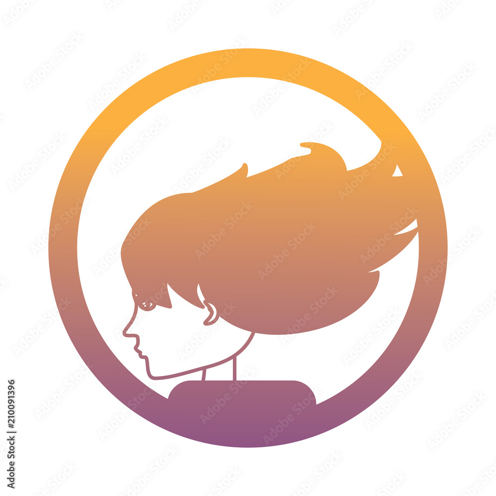 decorative circular frame with profile woman icon over white background, colorful design. vector illustration decorative circular frame with profile woman icon over white background, colorful design. vector illustration