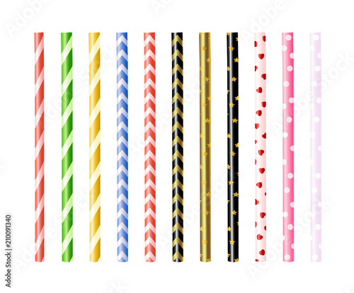 Colorful straws for drinking. Straws for smoothies and cocktails