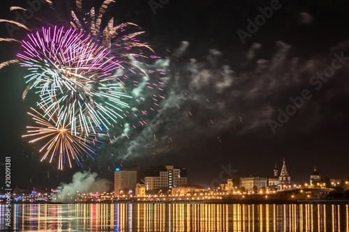 Festive fireworks on the Angara embankment photo