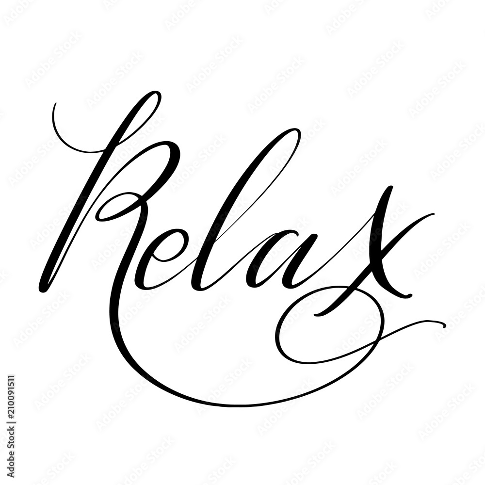 Relax word. Hand drawn creative calligraphy and brush pen lettering, design for holiday greeting cards and invitations.