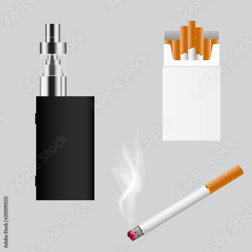 Set of cigarette types. e cigarette . Vector .