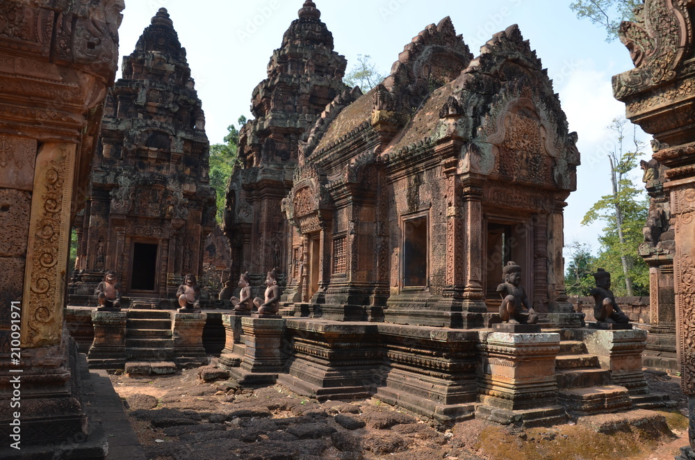 Banteay Srei angkor cambodia ancient sculpture relief Banteay Srei angkor cambodia ancient sculpture relief
