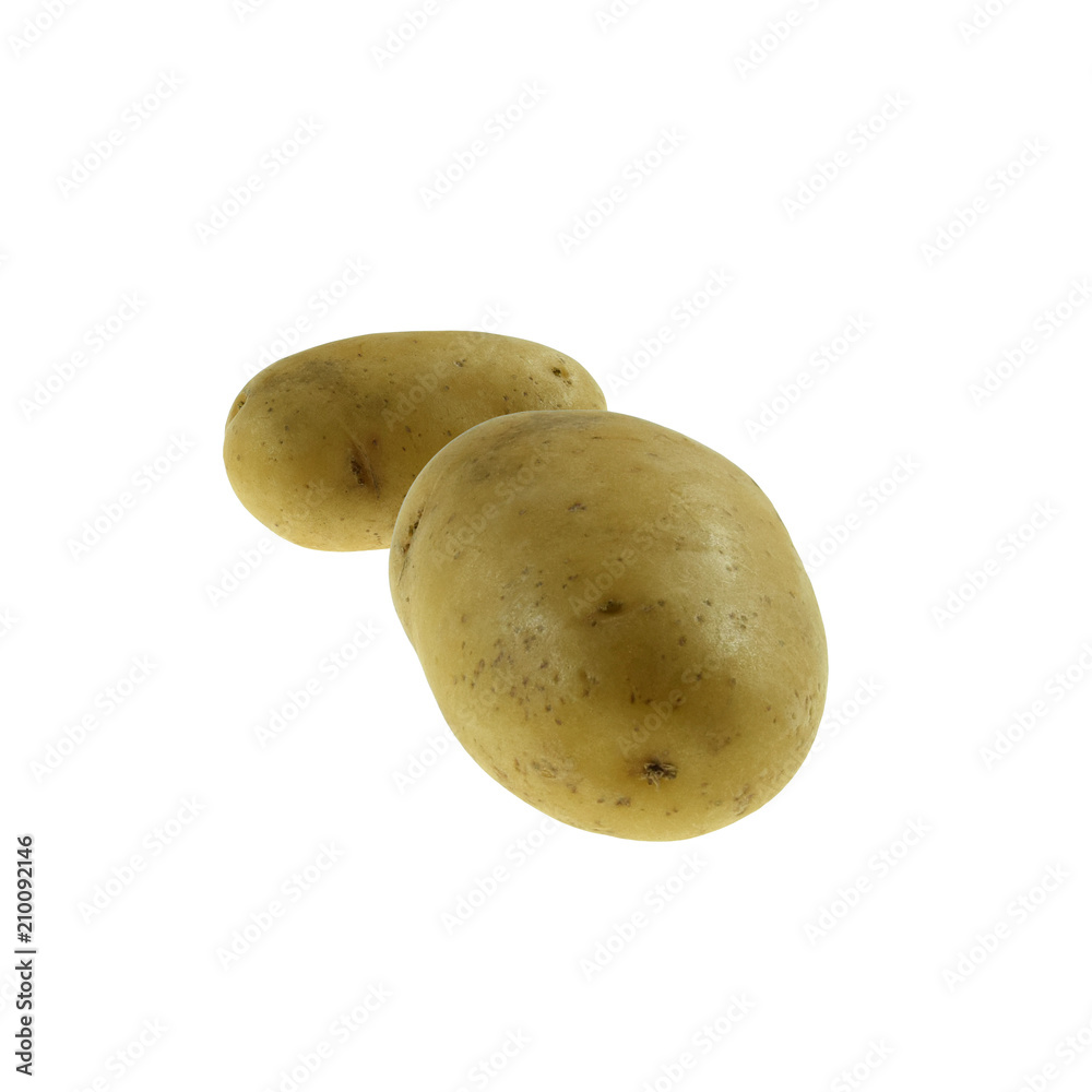 Świeże, młode ziemniaki na białym tle Świeże, młode ziemniaki na białym tle