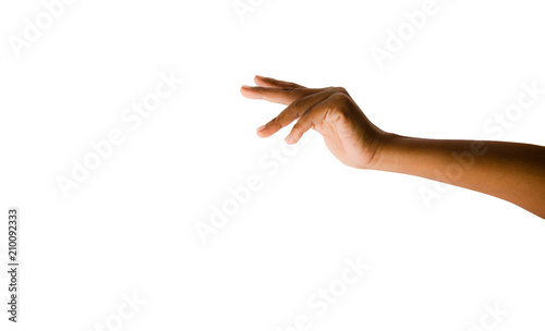 Hand on white background.