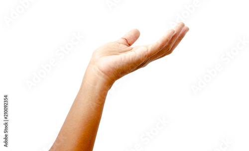 Hand on white background.